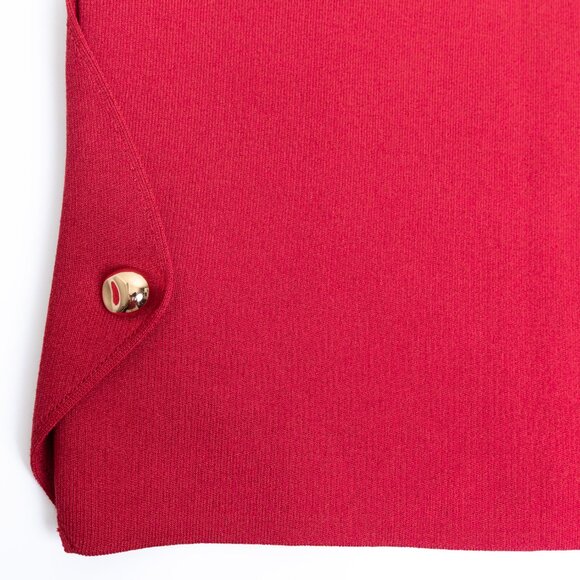 Zara Red Knit Vest Sleeveless Top Gold Side Buttons Large NEW - Picture 9 of 13